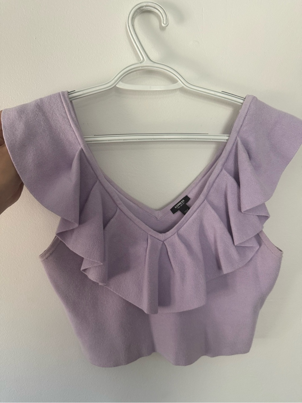 Express Lilac Ruffle Crop Top - Picture 3 of 4